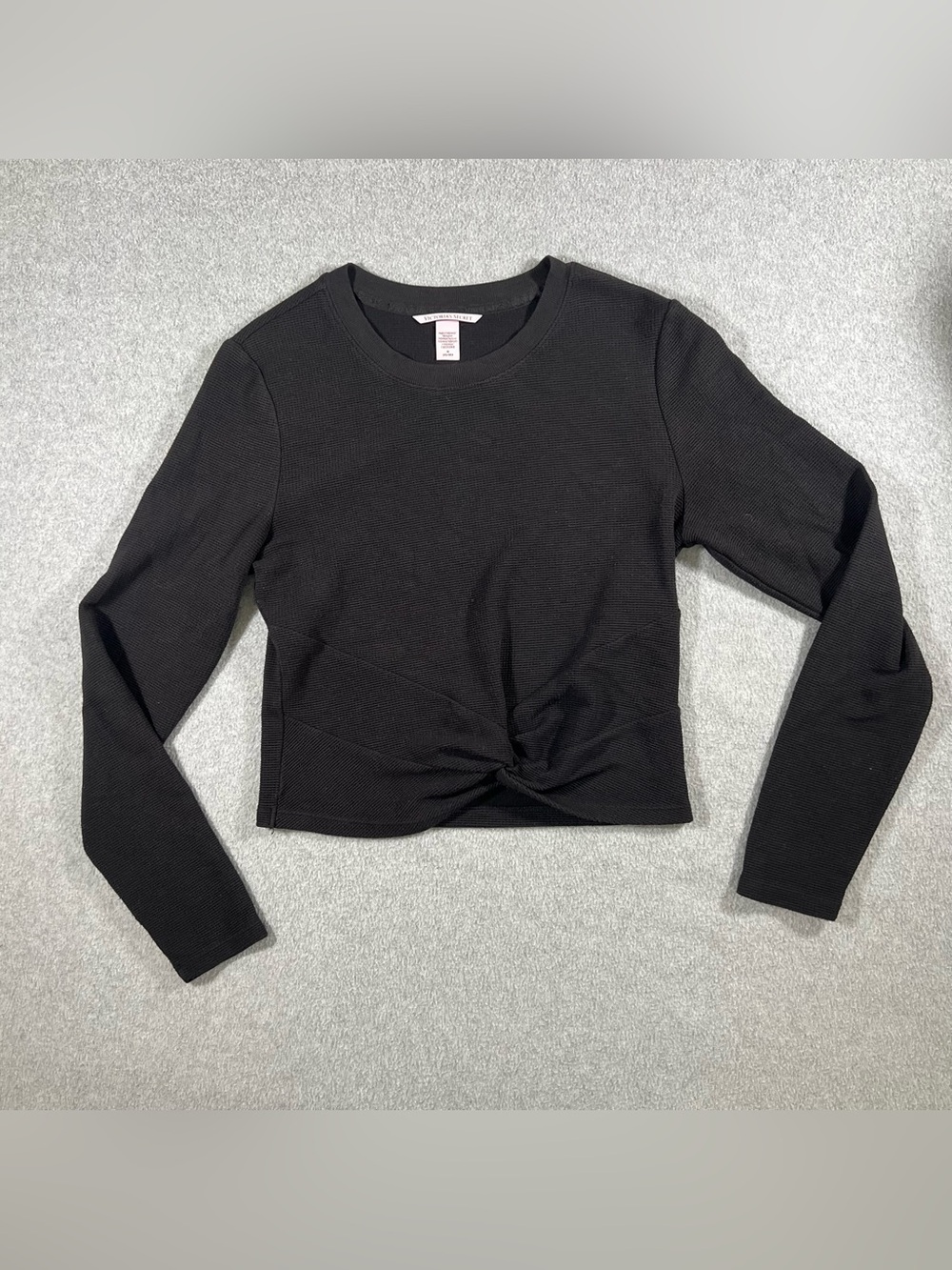 Victoria Secret Ribbed Twist Front Top Womens Medium Black Cropped
